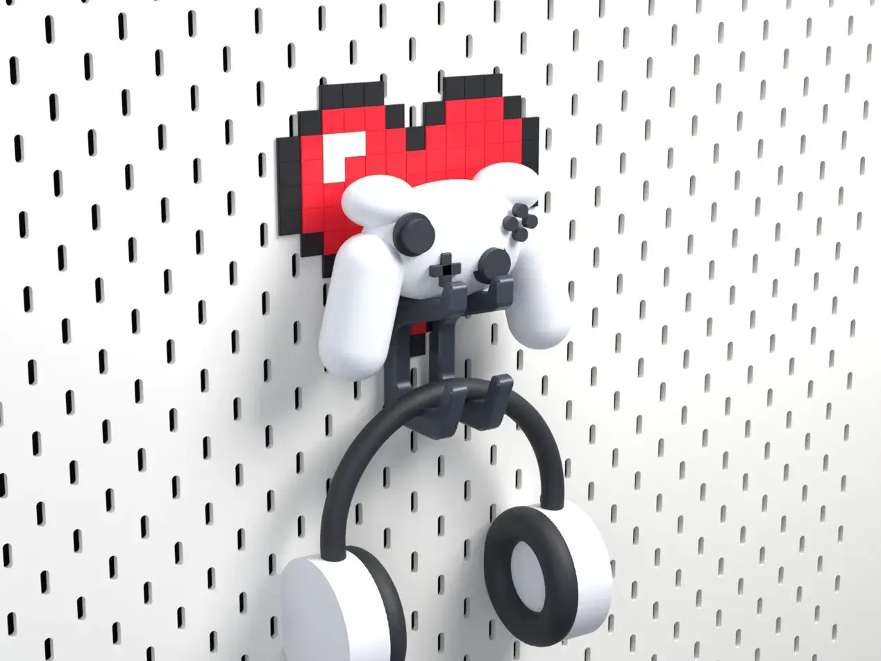Pixel Heart Controller and Headset Perch — modelo 3D