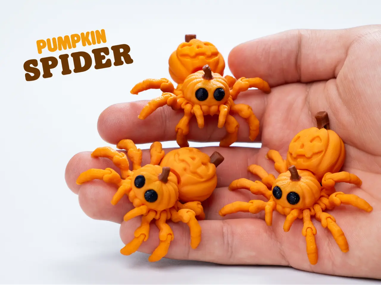 Pumpkin Spider - Articulated & Keychain — modelo 3D