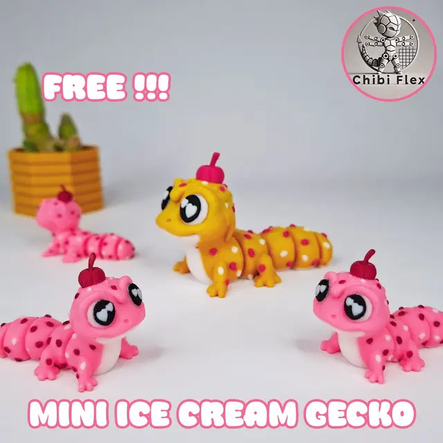 Flexi Mini Ice Cream Gecko Print In Place — modelo 3D