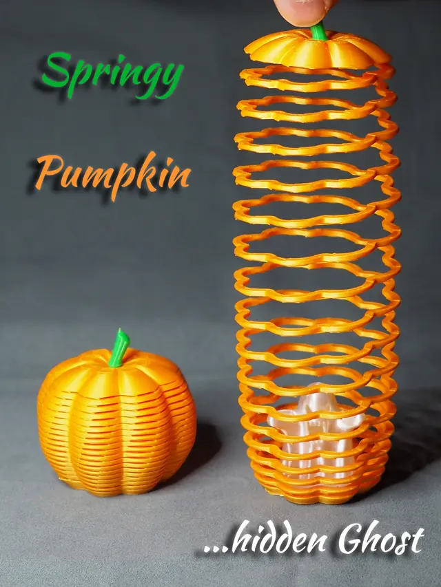 Springy Pumpkin with Hidden Ghost — modelo 3D