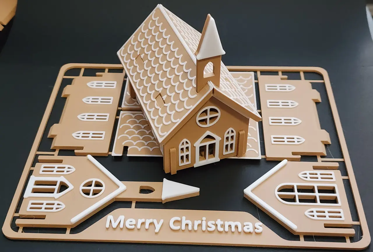 Gingerbread Christmas Church Kit Card — modelo 3D