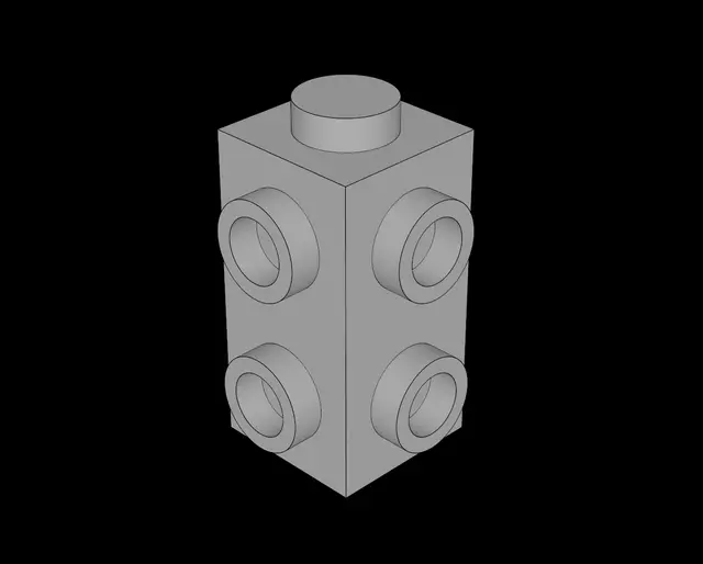 Lego Compatible (7729.dat) Brick 1 x 1 x 1.667 with Studs on 3 Sides — modelo 3D