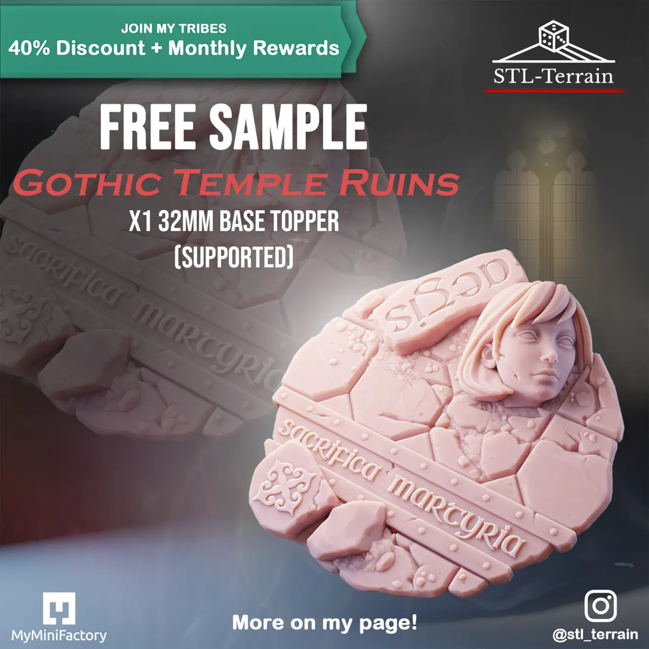 Gothic Ruined Temple Base Toppers [FREE SAMPLE] — modelo 3D
