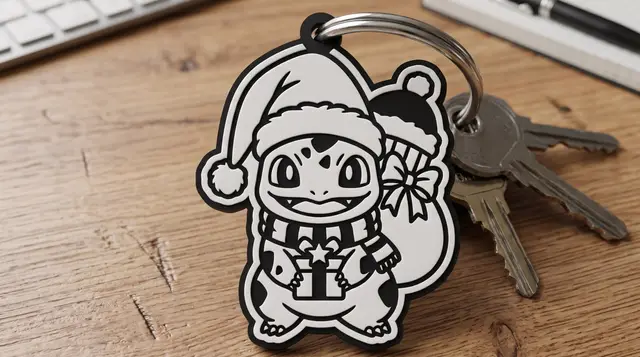 Bulbasaur Christmas Keychain - 2 colours, single filament (Llavero navideño de Bulbasaur) — modelo 3D
