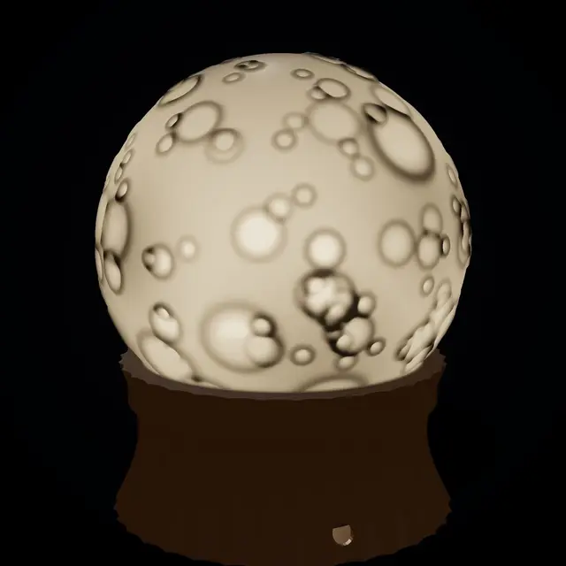 Moon Lamp - Lithophane Crater Sphere with Fluted Stand, LED Night Light — modelo 3D