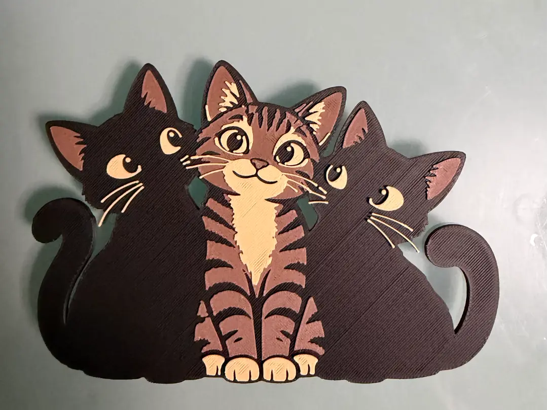 Multicolor Animal Wallart - #01 Three Cats — modelo 3D