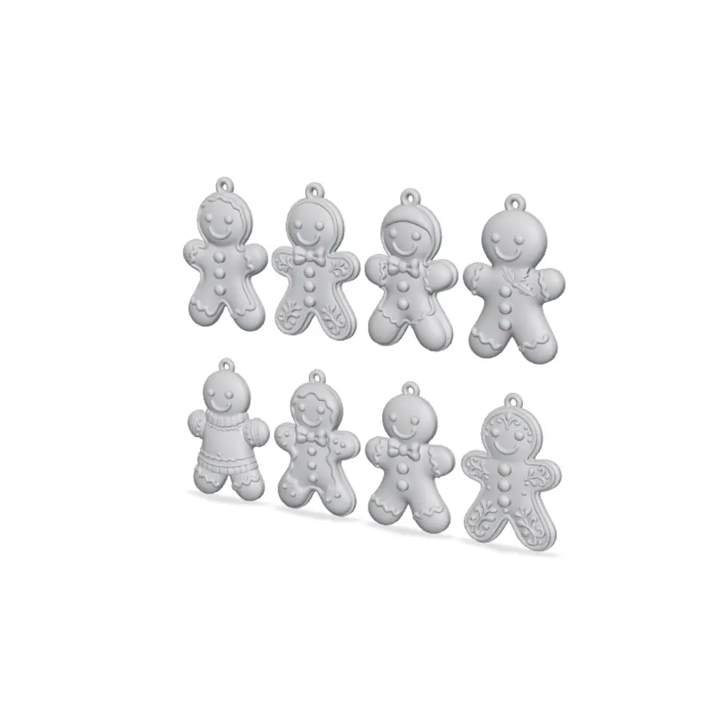 Festive Gingerbread Man Christmas Ornament Set — modelo 3D