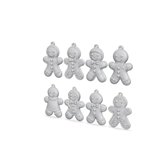 Festive Gingerbread Man Christmas Ornament Set — modelo 3D