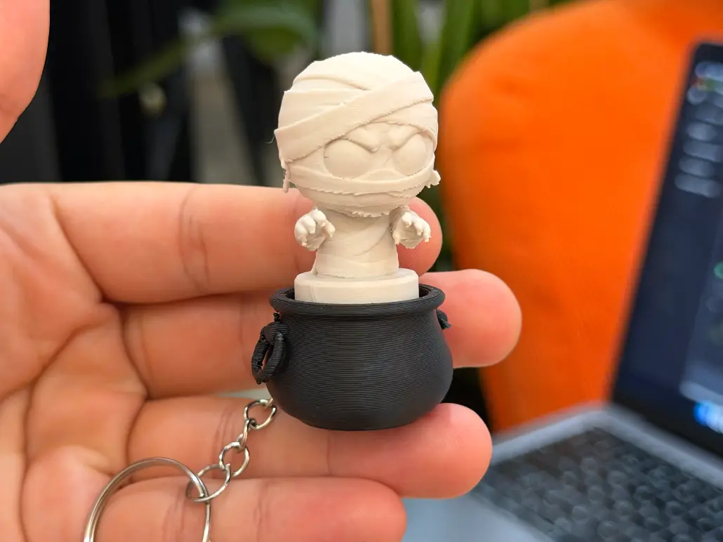 Mummy in the Cauldron Clicker Fidget Halloween — modelo 3D