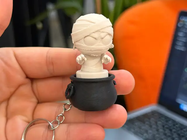 Mummy in the Cauldron Clicker Fidget Halloween — modelo 3D