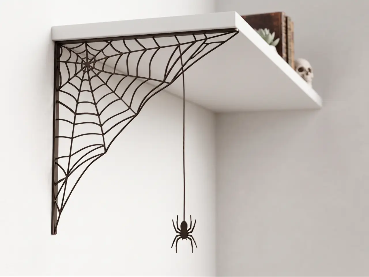 Corner Spider Web with Realistic Hanging Spider — modelo 3D