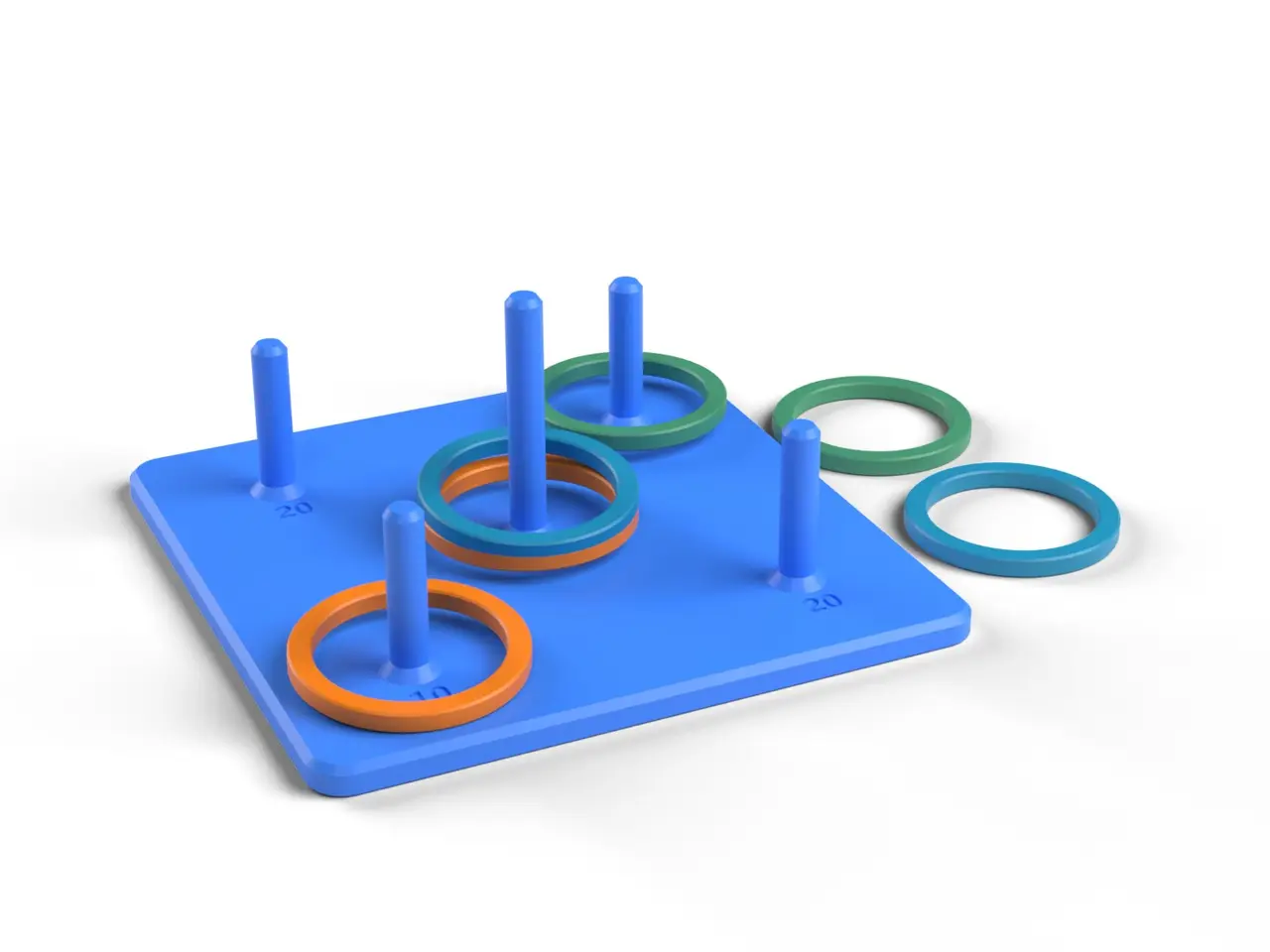 Ring Toss Game - Party and Garden Game for Kids with 6 Rings, No Supports (OpenSCAD) — modelo 3D