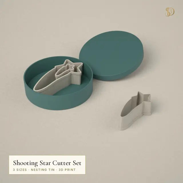 Shooting Star Cookie Cutter Set – 3 Nesting Cutters 3.9–10.3 cm with Storage Tin — modelo 3D
