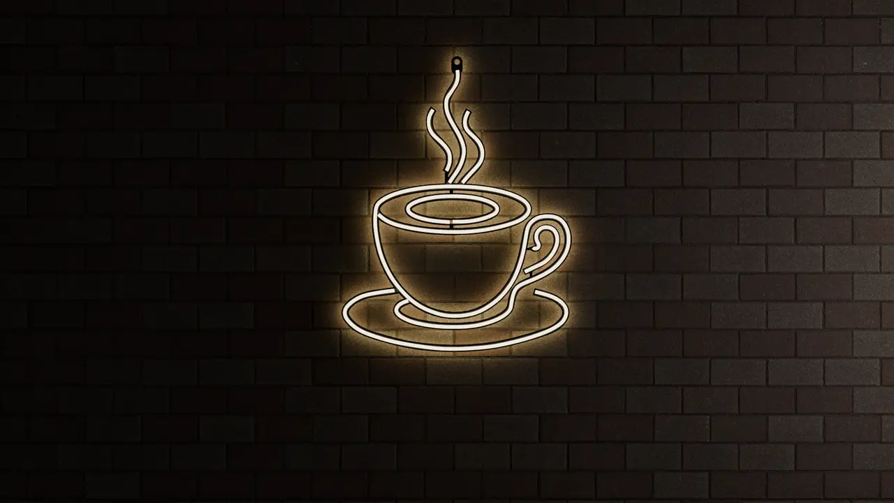 Coffee Cup & Steam LED Neon Sign 32x41cm - Modern Kitchen & Cafe Bar Decor (Full & Modular Split STL) — modelo 3D