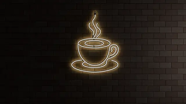 Coffee Cup & Steam LED Neon Sign 32x41cm - Modern Kitchen & Cafe Bar Decor (Full & Modular Split STL) — modelo 3D