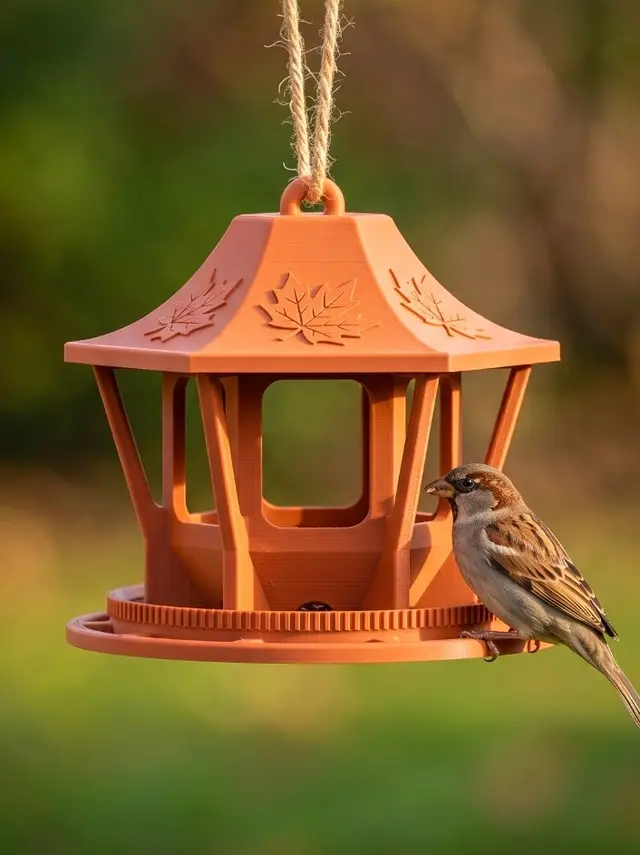 Rustic Autumn Gazebo Bird Feeder – Support-Free — modelo 3D