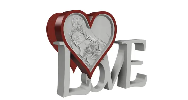 Lithophane Frame Love with Heart — modelo 3D