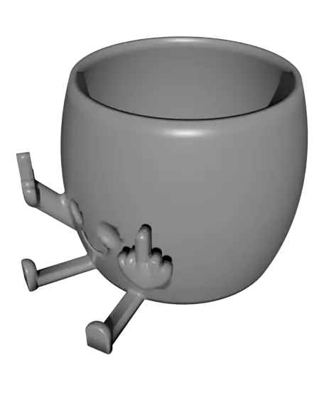 Middle Finger Happy Pot — modelo 3D