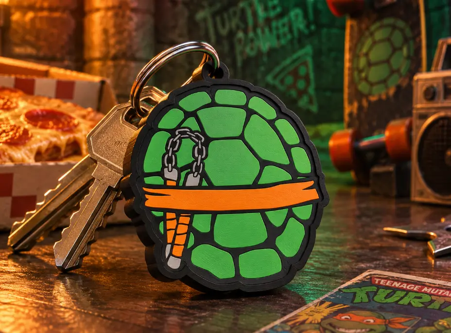 Teenage Mutant Ninja Turtles Michelangelo Keychain | TMNT Turtle Shell — modelo 3D