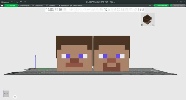 Lapicero Minecraft Steve Multicolor / Pen Holder | STL + .3MF (Bambu AMS) — modelo 3D
