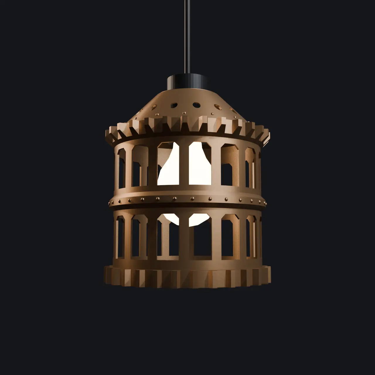 Gear Cage Lamp - Steampunk E27 Lamp Shade with Geared Table and Wall Stand — modelo 3D