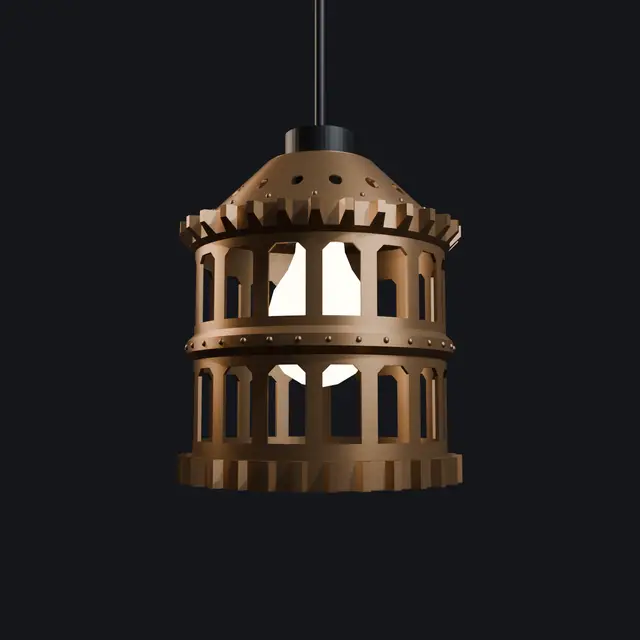 Gear Cage Lamp - Steampunk E27 Lamp Shade with Geared Table and Wall Stand — modelo 3D