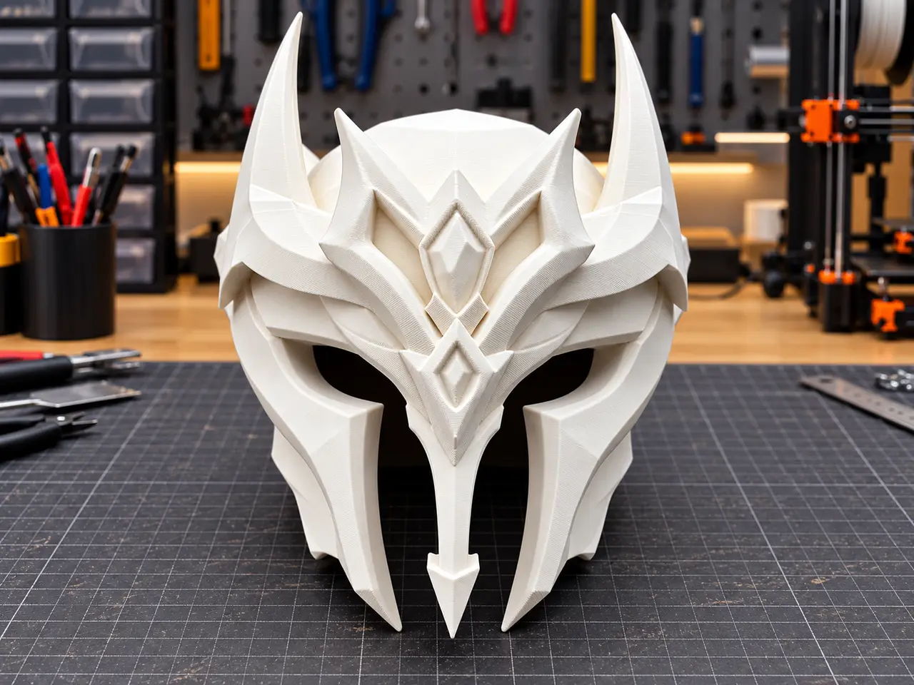 Fantasy Horned Helmet – Detailed 3D Printable Cosplay Mask — modelo 3D