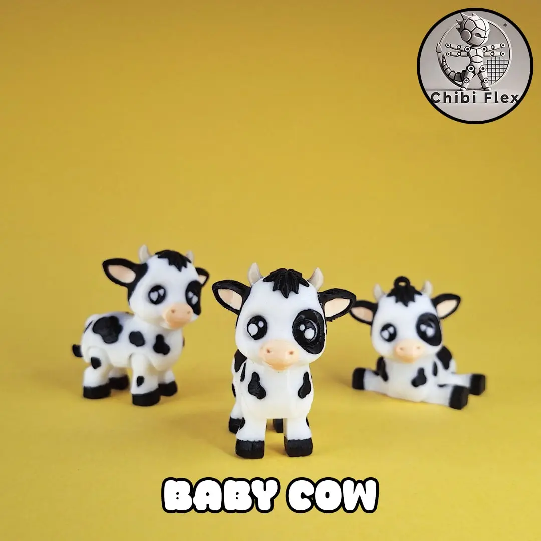 Flexi Baby Cow – Adorable, Poseable, and Fun! — modelo 3D