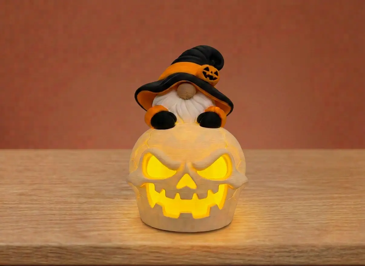 Halloween Skull with Gnome LED Tealight Holder — modelo 3D