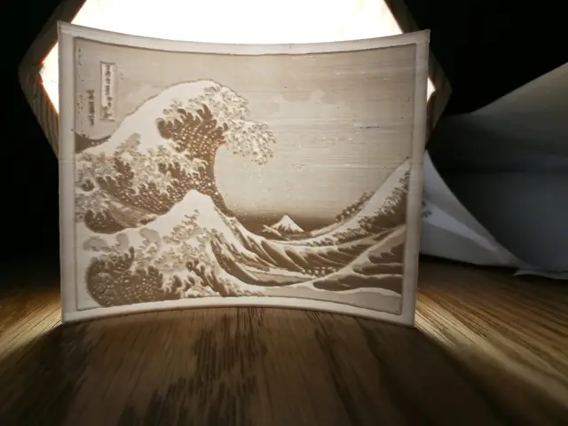 the great wave lithophane — modelo 3D