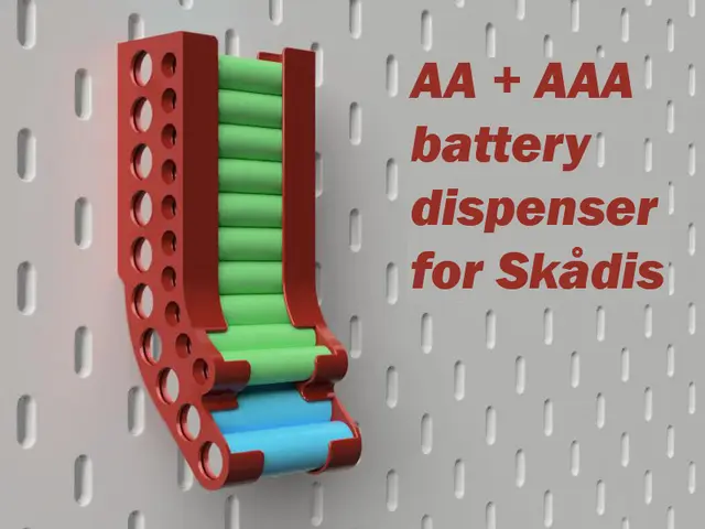 Battery holder for AA+AAA, Skadis mounting — modelo 3D