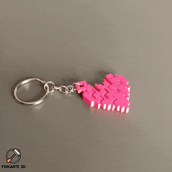 Articulated Pixel Heart Keychain — modelo 3D