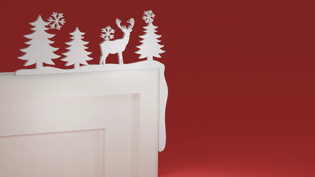 Christmas Door Trim Corner 17 - Deer and Christmas Trees (Christmas ornament) — modelo 3D