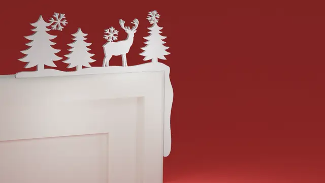 Christmas Door Trim Corner 17 - Deer and Christmas Trees (Christmas ornament) — modelo 3D