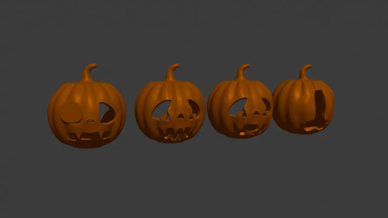 Halloween Pumpkin Set - Jack-o'-Lantern Decor Collection — modelo 3D