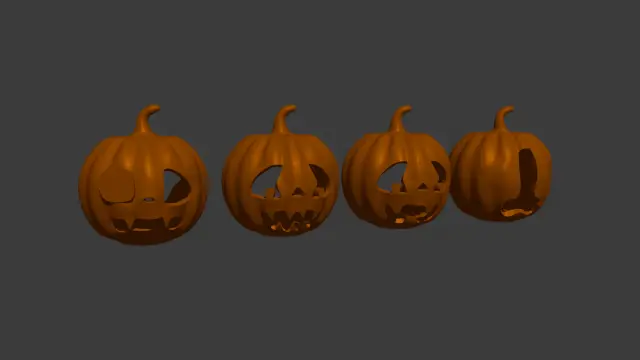 Halloween Pumpkin Set - Jack-o'-Lantern Decor Collection — modelo 3D