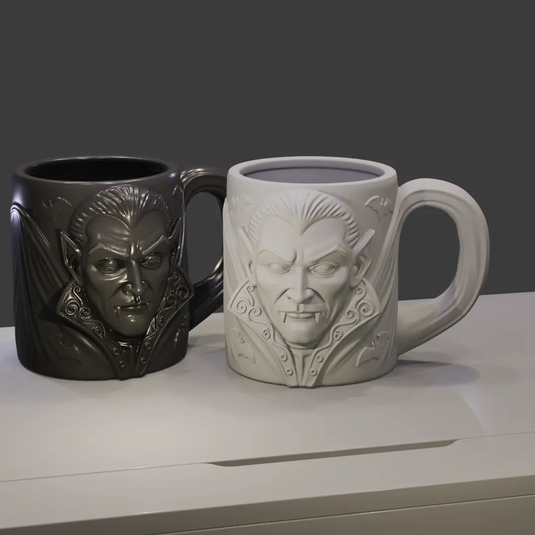 Classic Dracula Vampire Mug - Gothic Halloween Tankard — modelo 3D