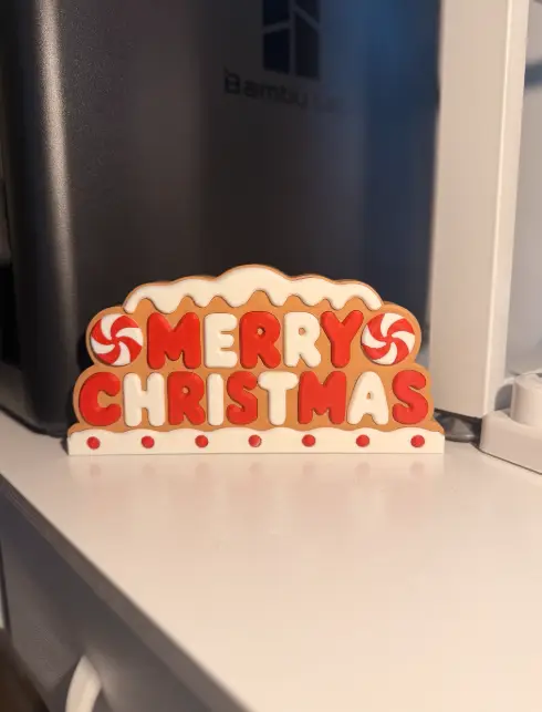 Gingerbread Merry Christmas Sign | No AMS Required — modelo 3D