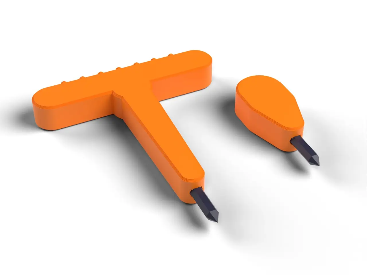 T-Handle Bit Driver and Stubby Driver - For 1/4 Inch Hex Bits, Magnet Pocket, No Supports (OpenSCAD) — modelo 3D