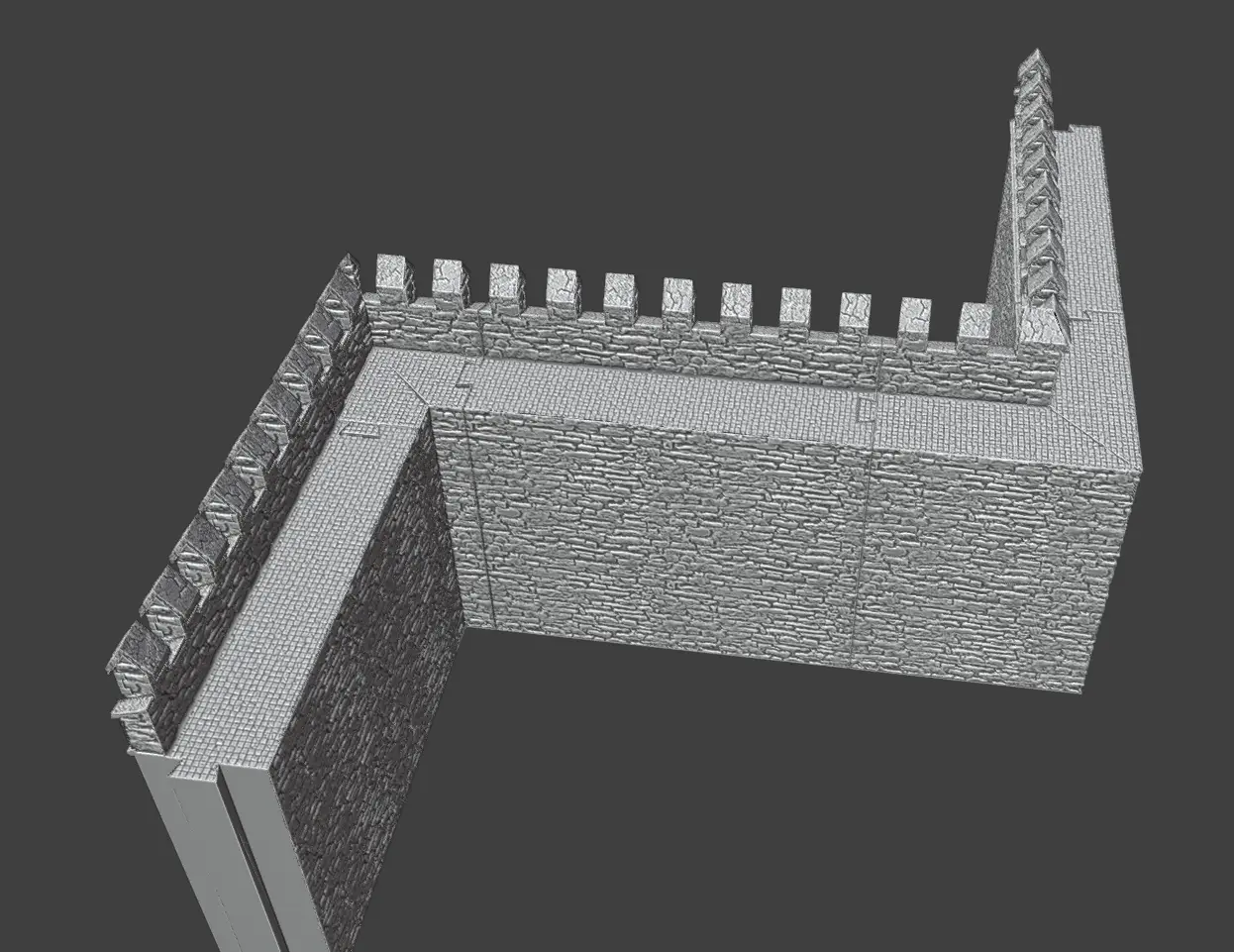 HO scale city walls inner corner , outer corner straight wall 7 cm — modelo 3D
