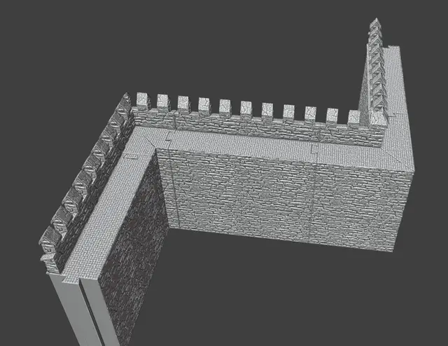 HO scale city walls inner corner , outer corner straight wall 7 cm — modelo 3D