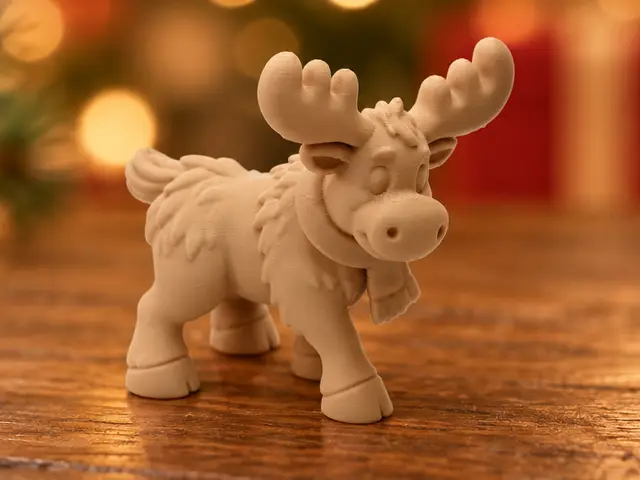 Weihnachtlicher Elch mit Schal und großem Geweih — modelo 3D