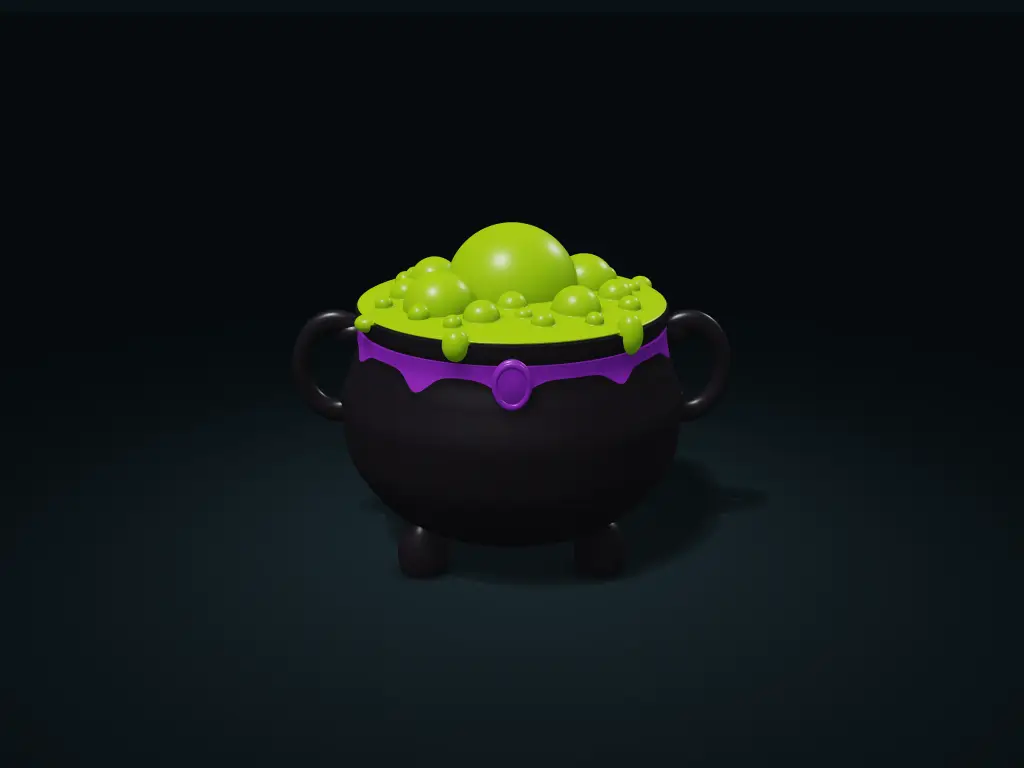 Witch Cauldron Storage Box with Bubble Lid | Halloween Organizer — modelo 3D