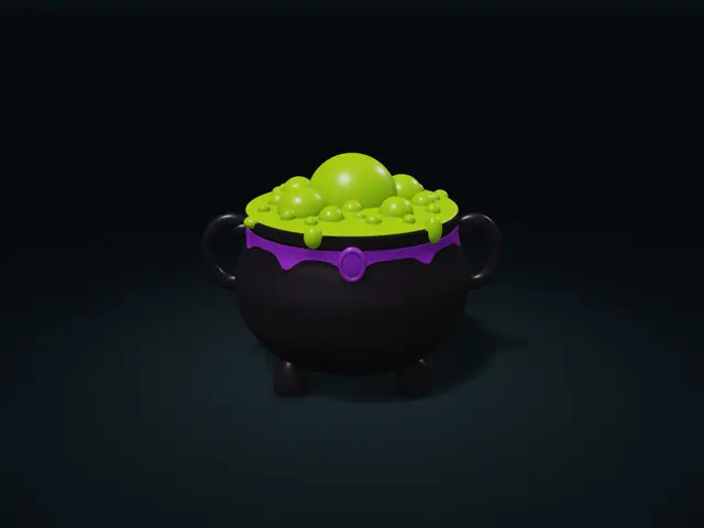 Witch Cauldron Storage Box with Bubble Lid | Halloween Organizer — modelo 3D