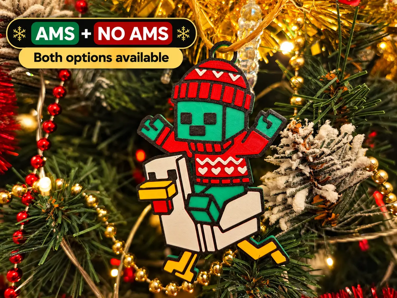 Minecraft Chicken Jockey Christmas Ornament No AMS — modelo 3D