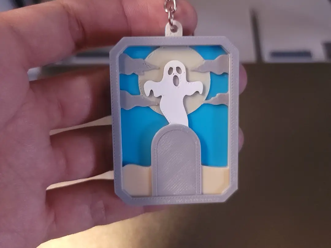 Ghost & Tombstone Keychain (No Supports/AMS Ready) — modelo 3D