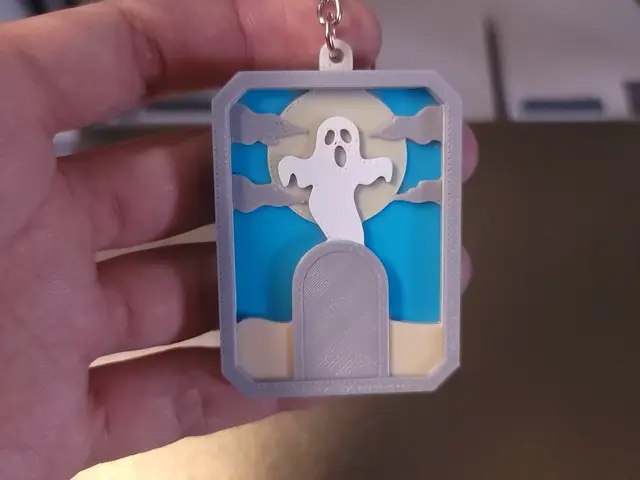 Ghost & Tombstone Keychain (No Supports/AMS Ready) — modelo 3D
