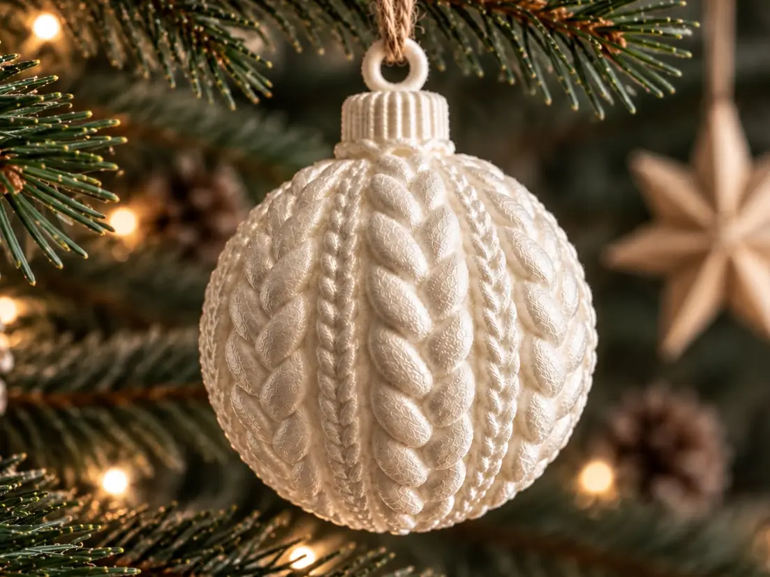 Knitted Christmas Bauble – Cable Knit Ornament — modelo 3D