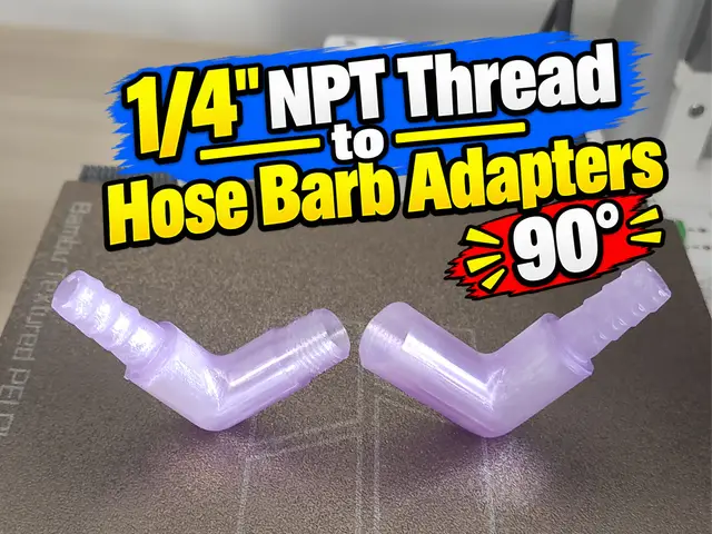 90 Degree 1/4" NPT Thread to Hose Barb Adapters — modelo 3D