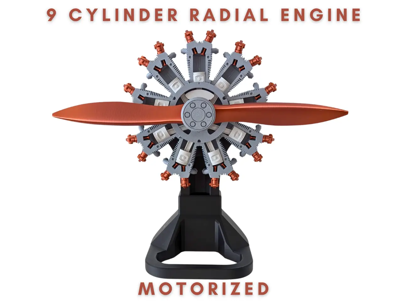 motorized 9 cylinder radial engine — modelo 3D
